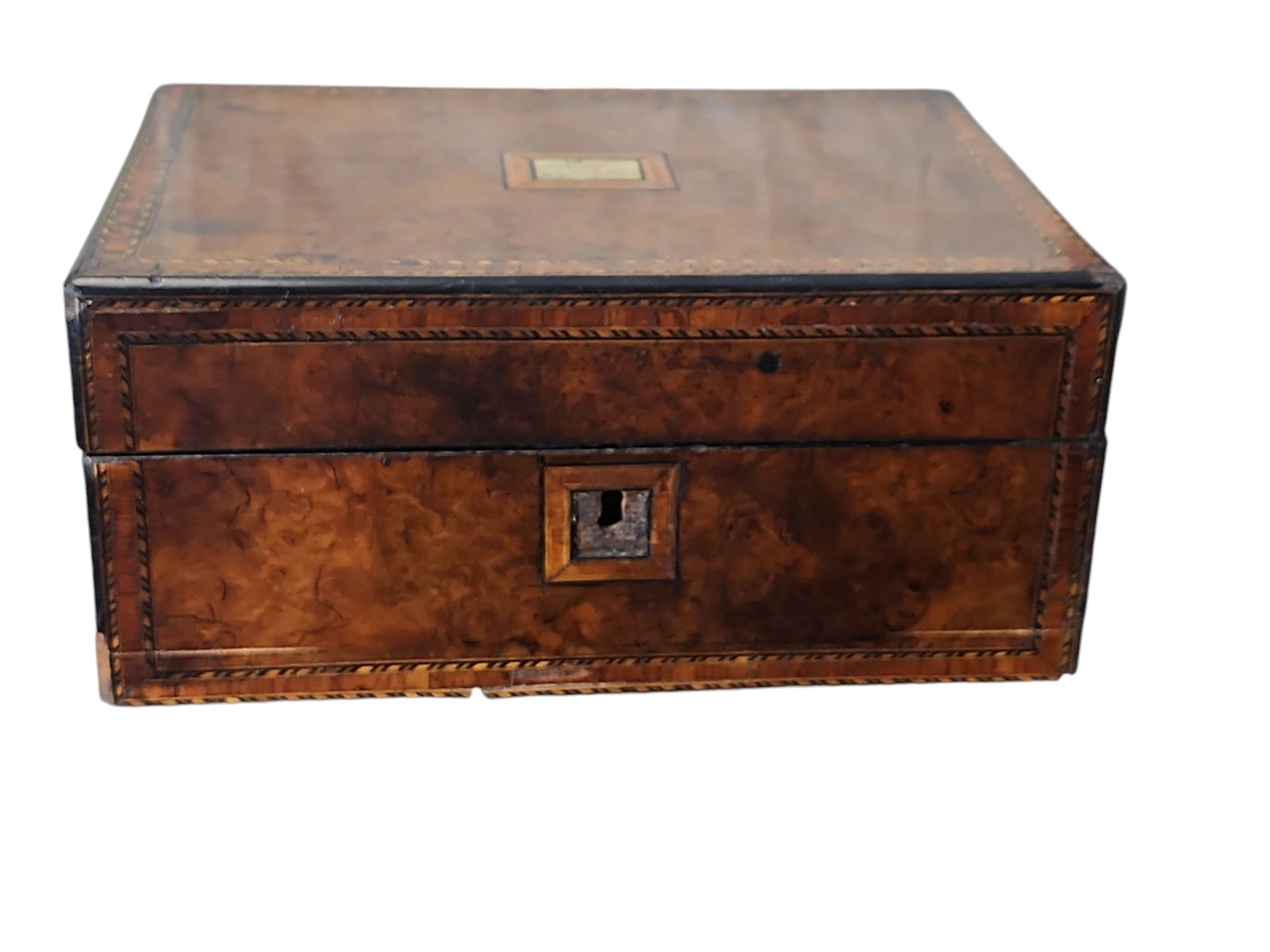 Late 19th Century Victorian Burl Walnut Work Box (1 of 8)