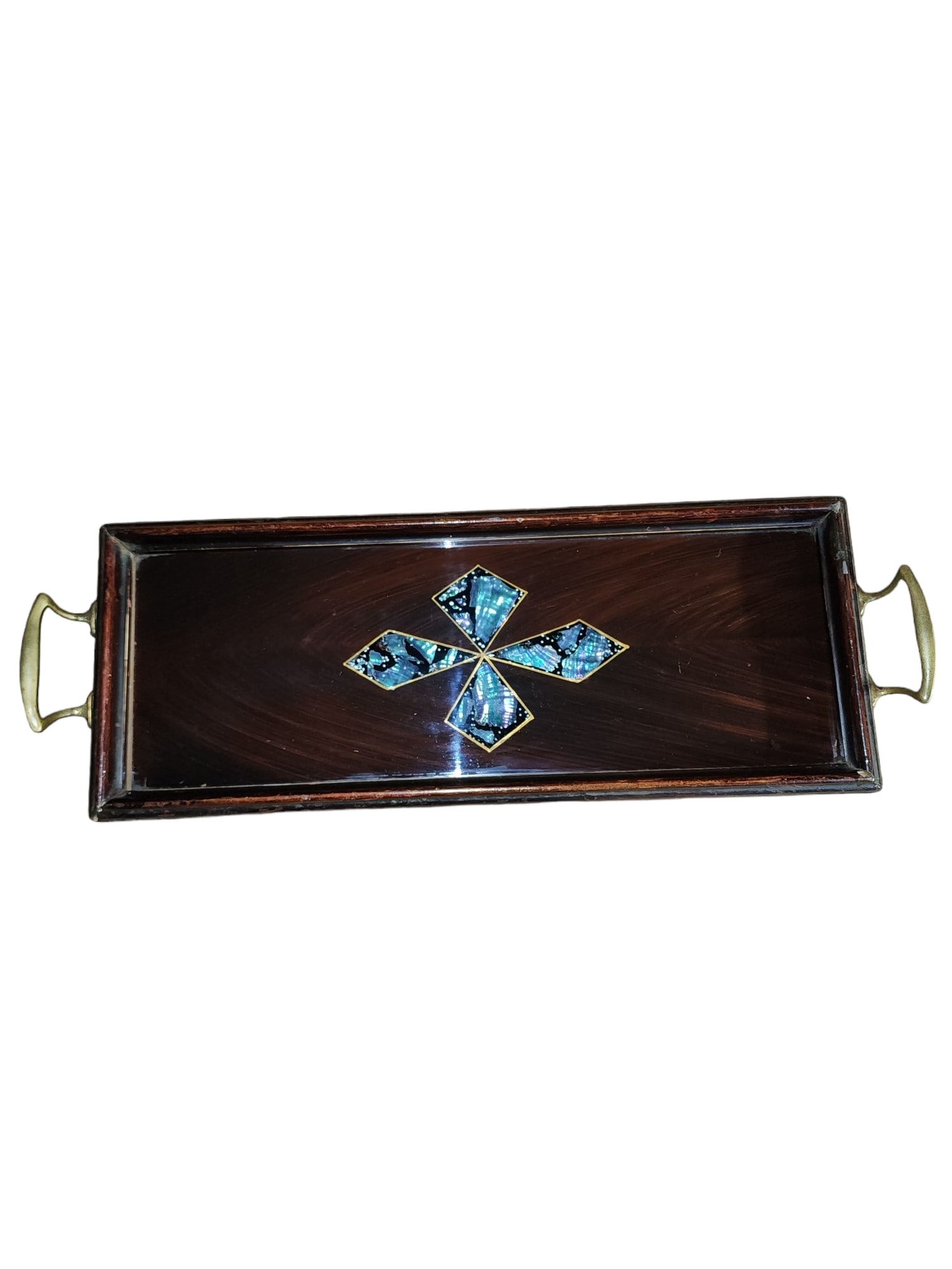 1930s Edwardian English Abalone Inlaid Serving Tray (1 of 5)