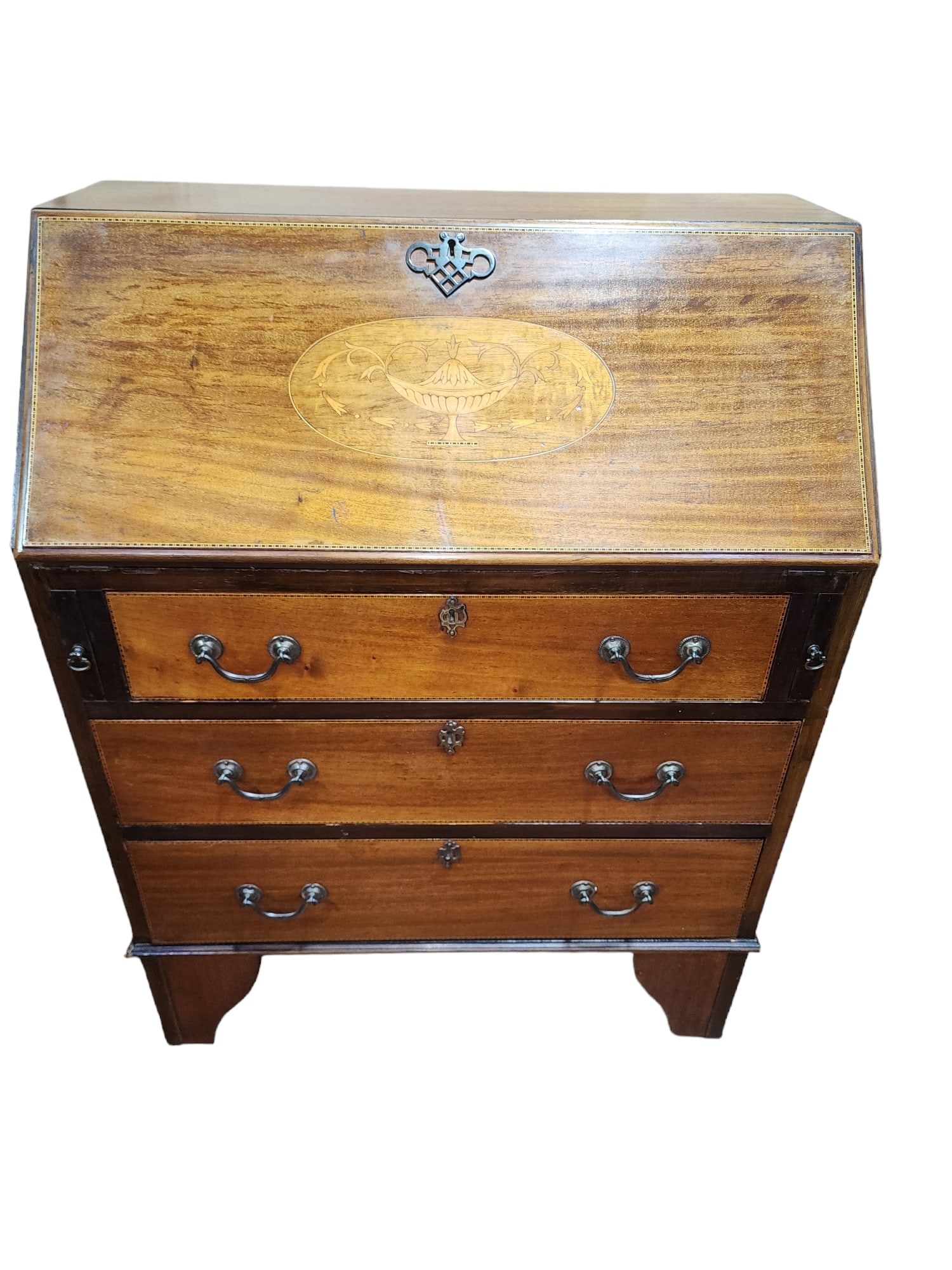Early 1900s English Mahogany 3 Drawer Writing Bureau (1 of 9)