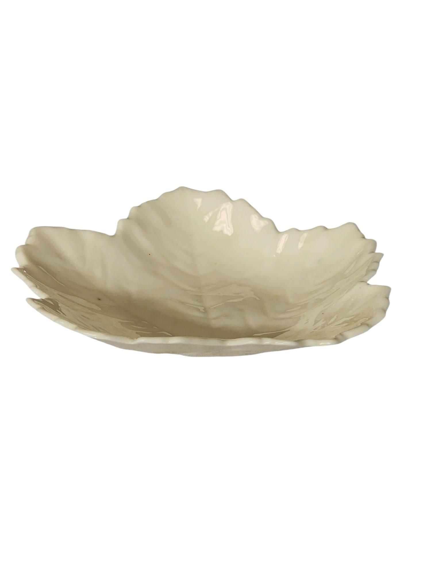 1891-1926 Belleek 2nd Mark Sycamore Leaf Trinket Dish (1 of 4)