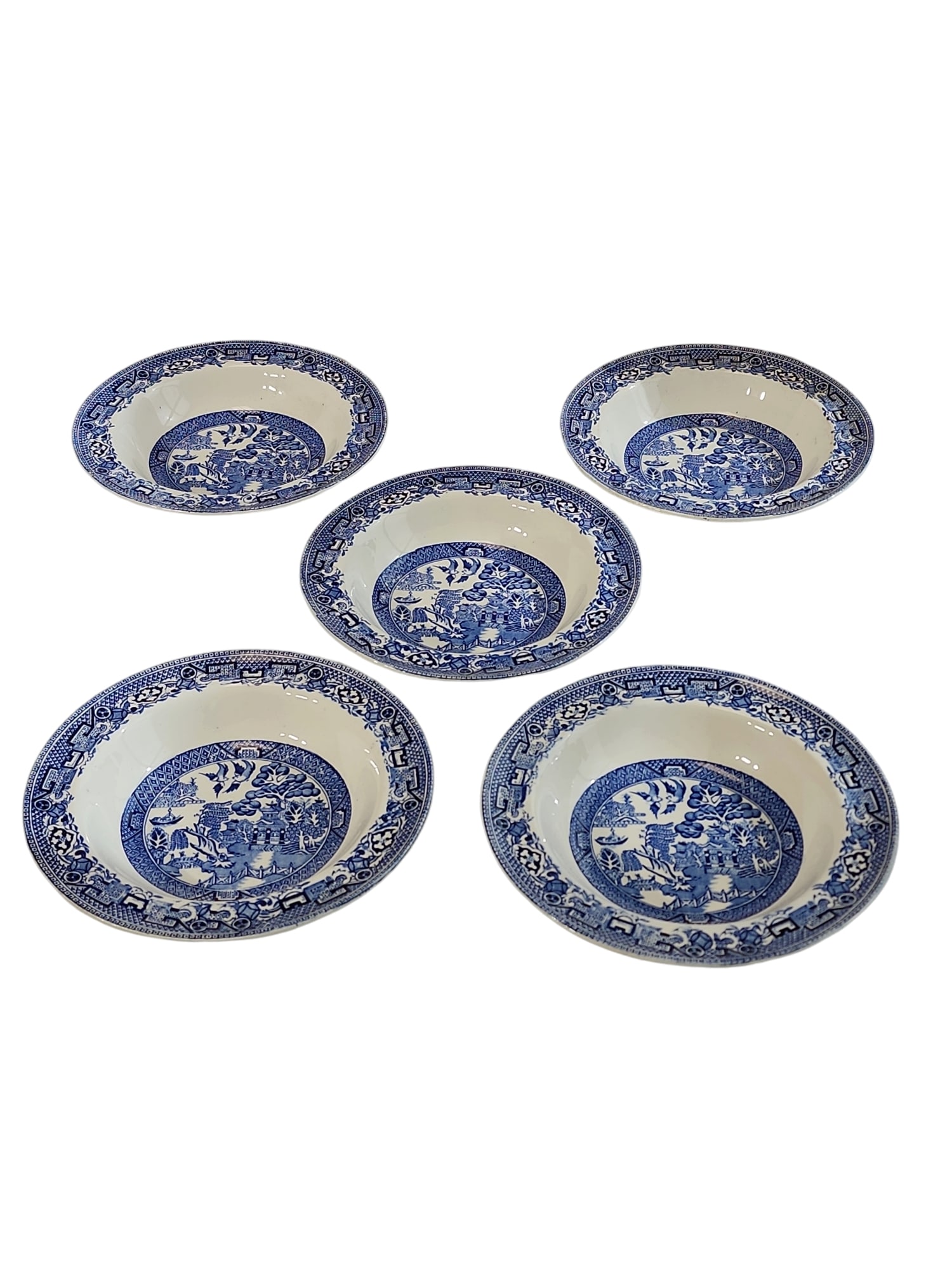 1930s M R Midwinter Blue Willow Soup Bowls - Set of 5 (1 of 7)