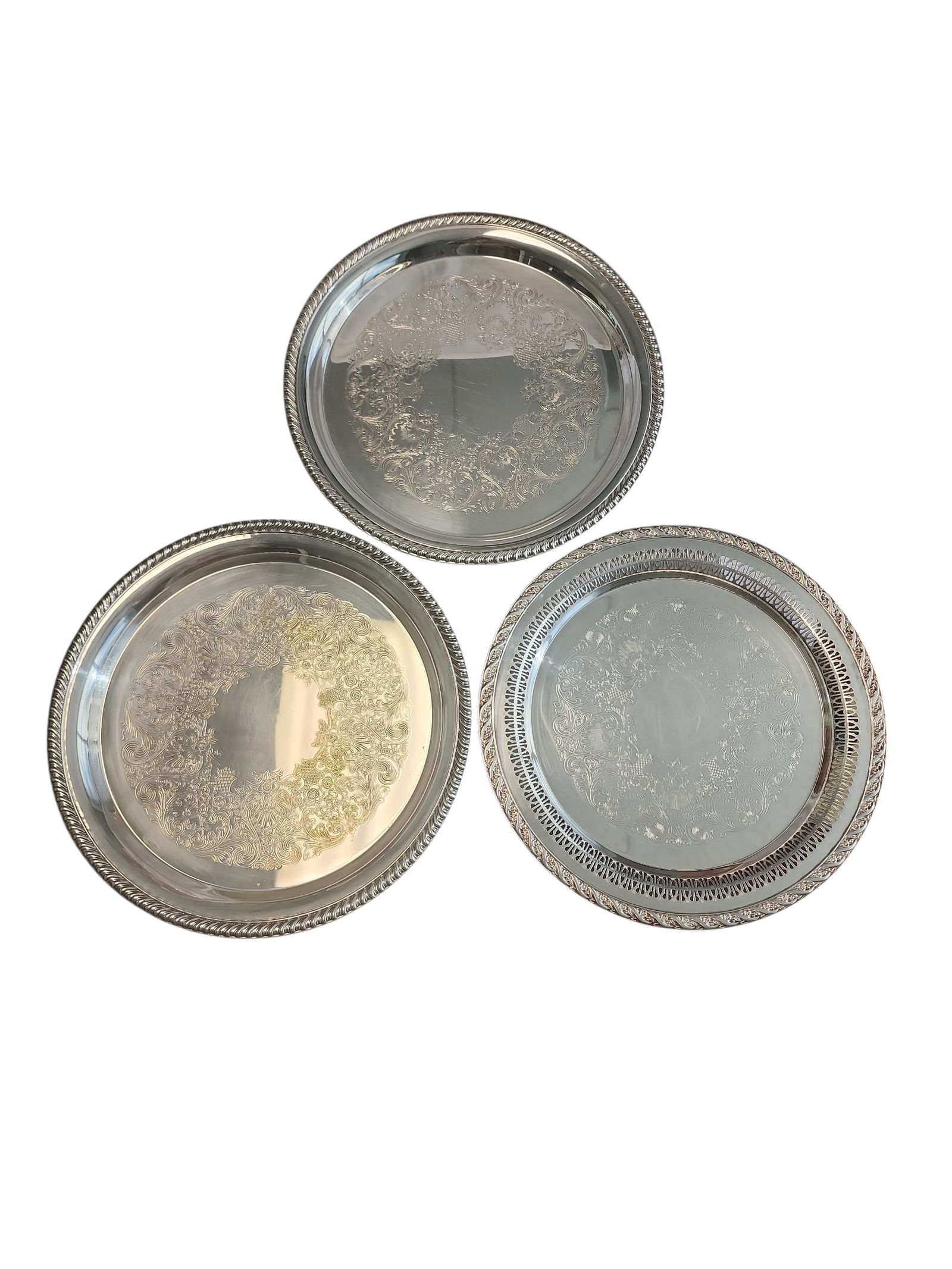 Mid 20th Century William Rogers & Son Silverplate Decorative Serving Trays - A Trio (1 of 10)