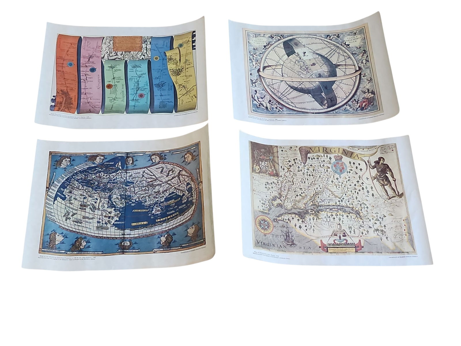 Set of 4 Antique Map Reproduction Prints (1 of 9)