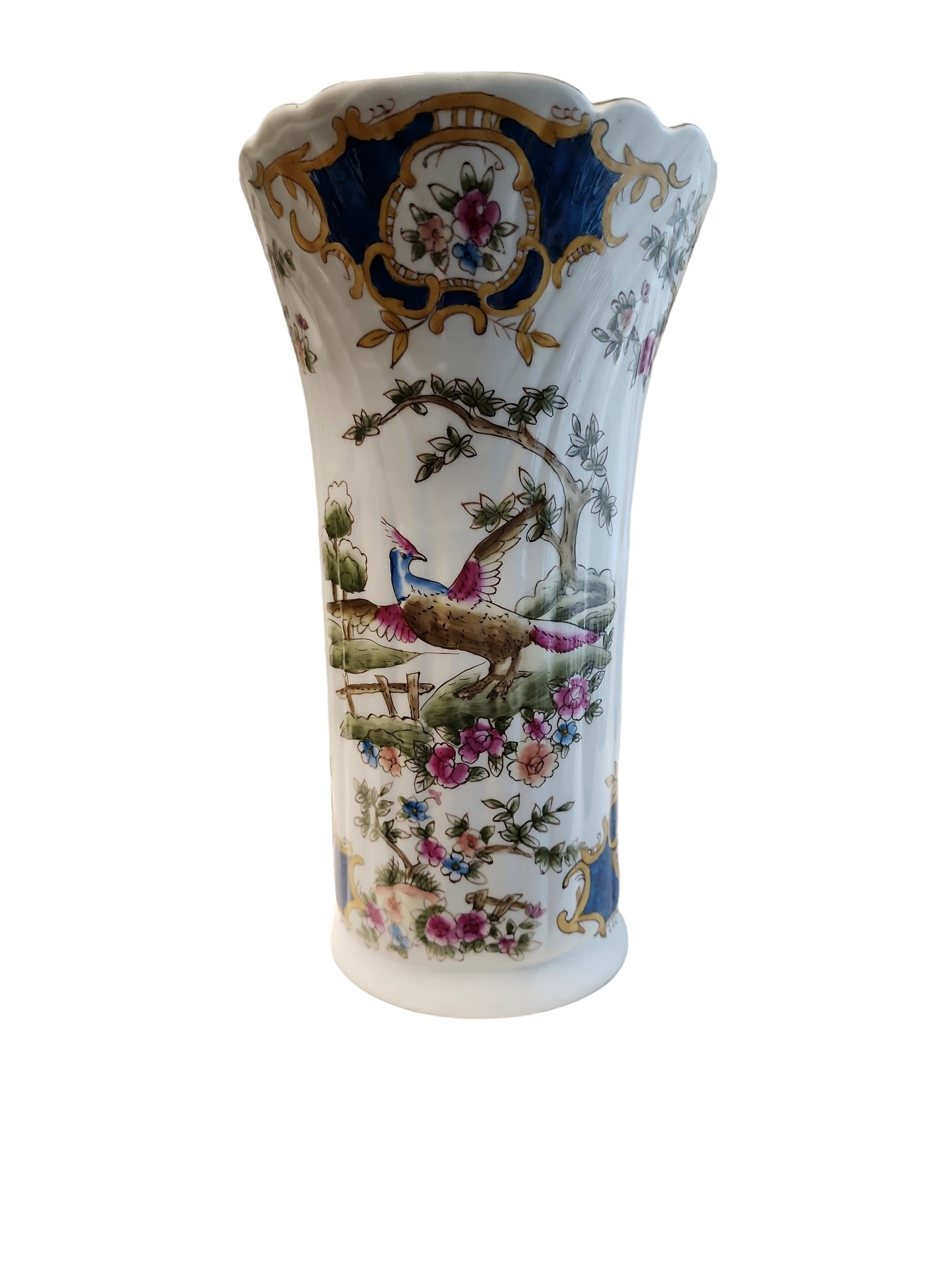 20th Century Chinese Phoenix Vase: Super colorful 1970s Chinese phoenix motif vase in excellent condition. Mimic of antique design, great blast of color for display.Dimensions are 5.75 x 5.75 x 10 inches