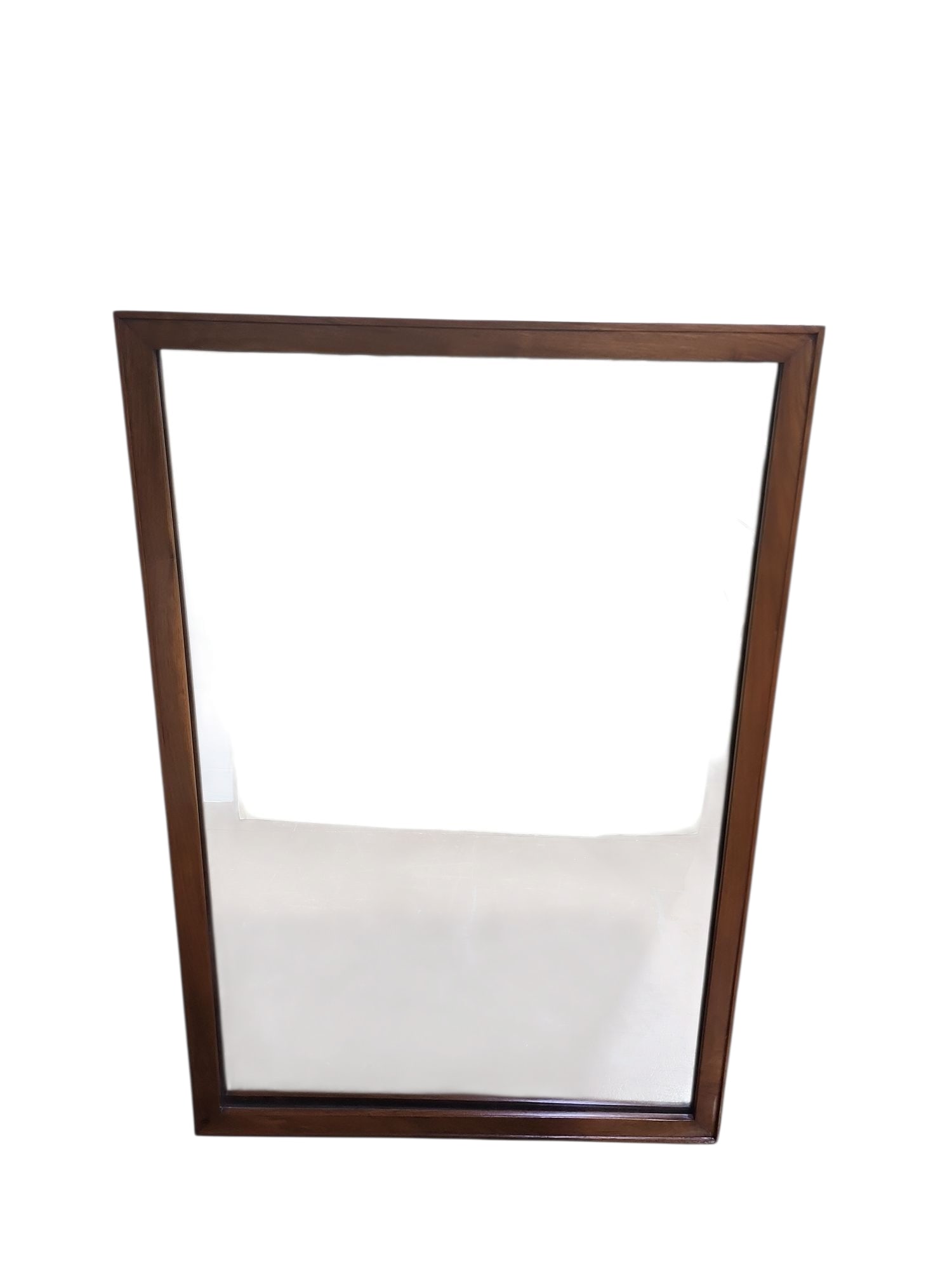 Mid Century Modern Large Teak Wall Mirror: Superb large mid century modern teak wall mirror in excellent condition.Undetermined maker, very heavy frame and glass, large full wall mirror.Measures 32.5 inches wide x 48.5 inches tall x 1 inch dee