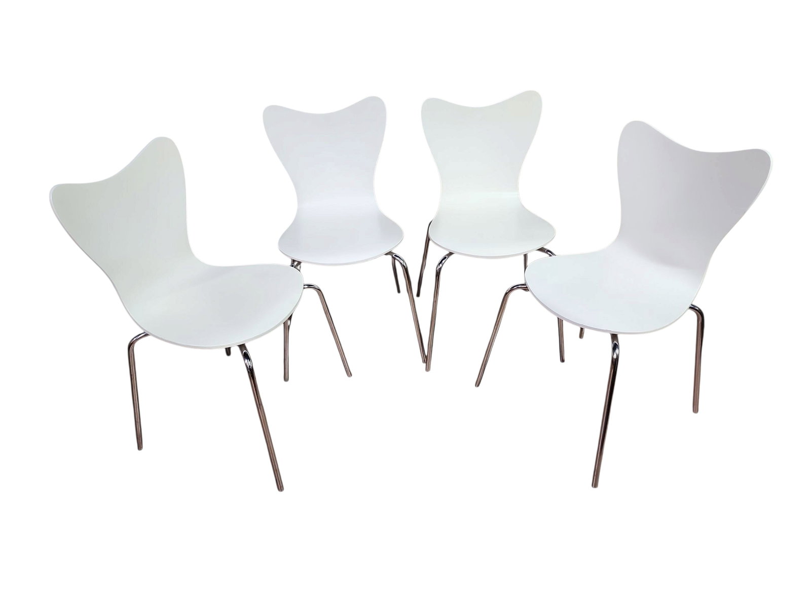Vintage West Elm Bentwood Dining Chairs - Set of 4: Excellent condition set of four West Elm bentwood dining chairs on chrome legs. Mimic the iconic Arne Jacobsen Series 7 chairs, great way to achieve the MCM dining room.Stackable for easy storage.Maes