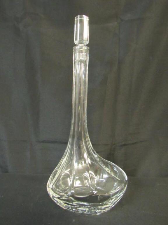 Baccarat "Narcisse" Crystal Decanter: Baccarat "Narcisse" Crystal Decanter, Designed by Sculptor Boris Tabacoff in 1971, Unique Asymmetrical Design, Well Marked on Base. Approx. 6" x 7" x 16" T. W/ Stopper