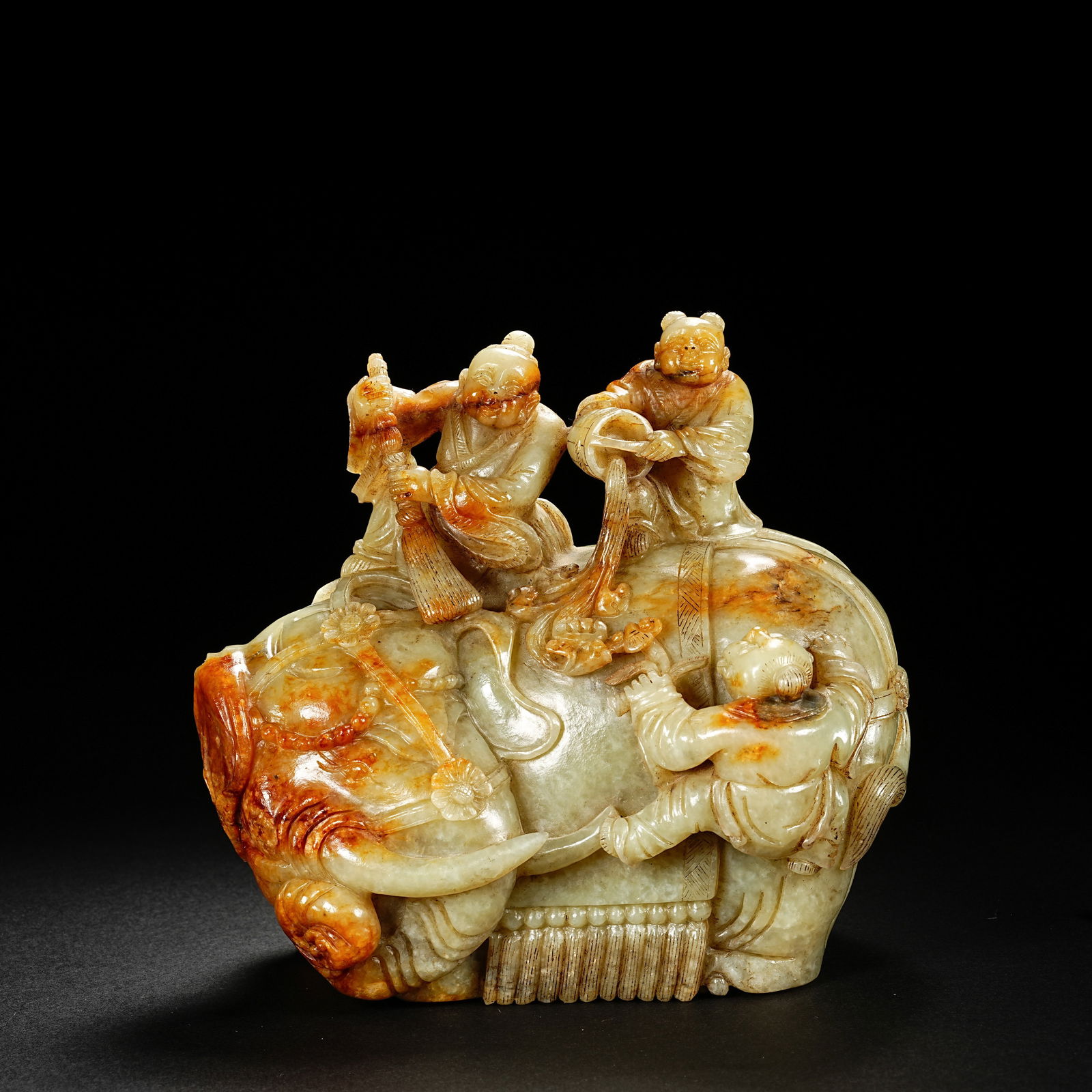 Qing Dynasty Hotan Jade Boy Elephant Ornament (1 of 18)