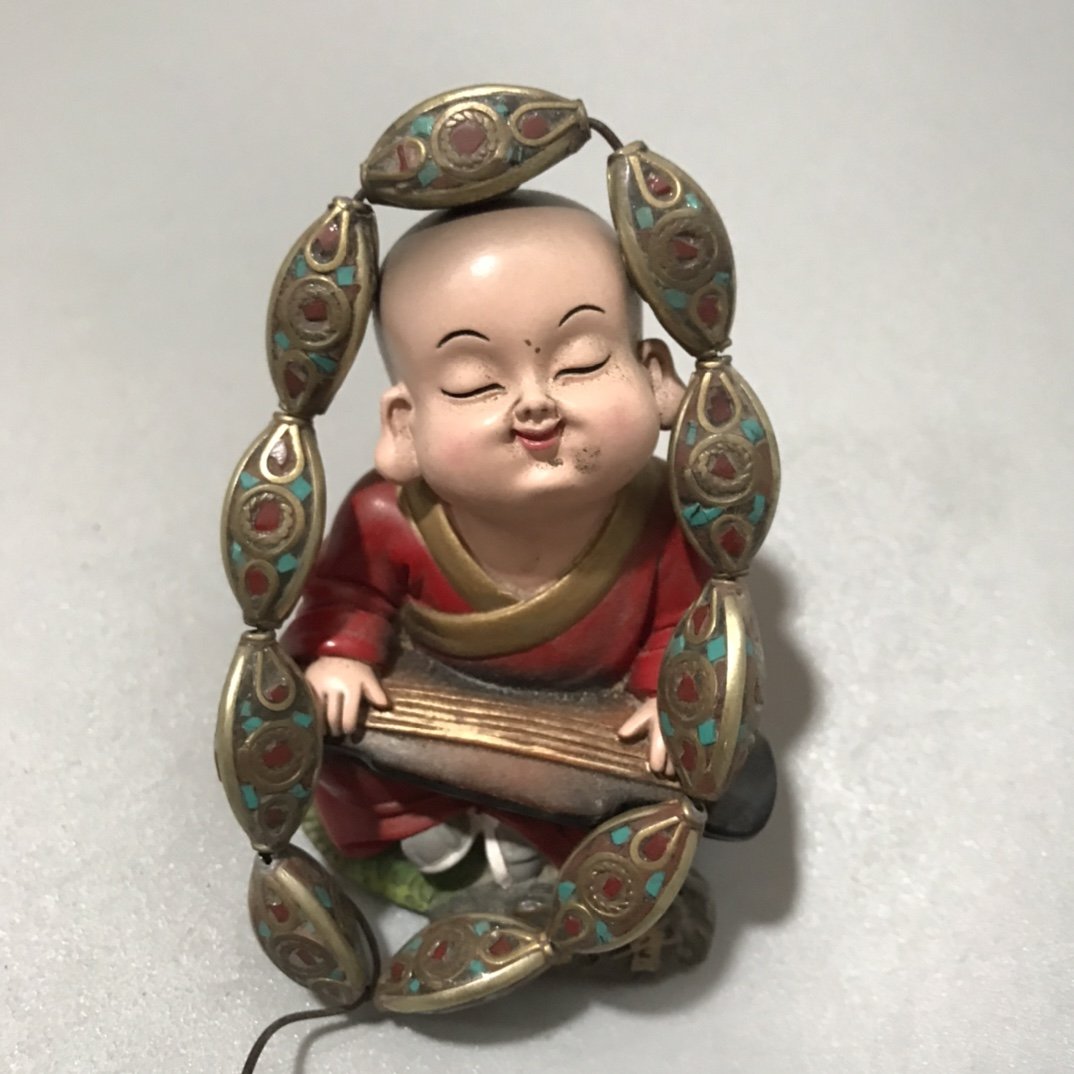 Qing old copper inlaid turquoise coral bracelet (1 of 5)