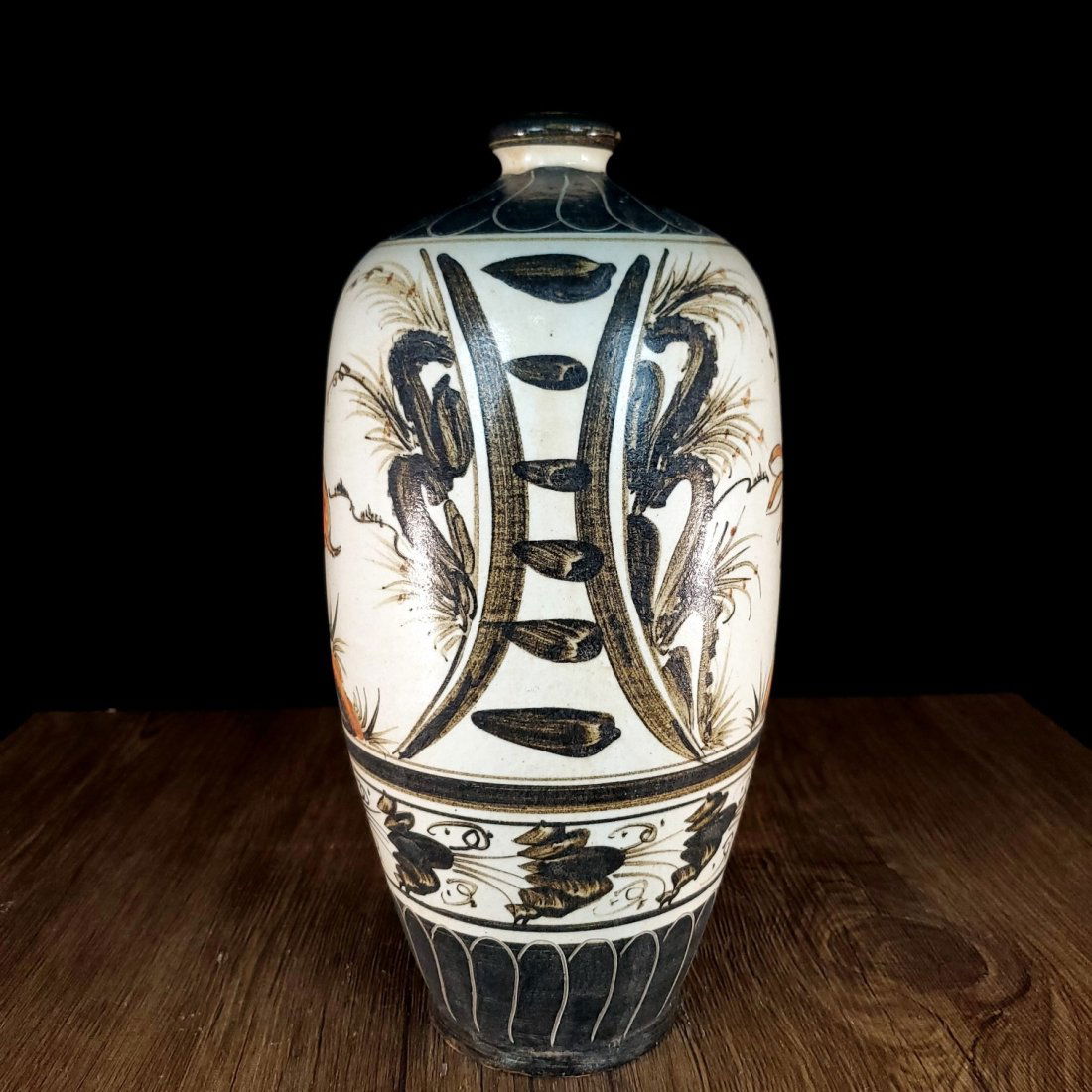 Song Cizhou Kiln Painted Jade Rabbit Plum Vase (1 of 6)