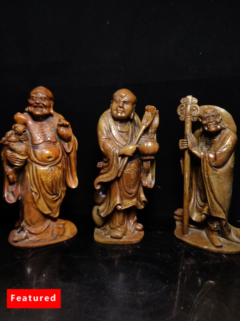 Shoushan Stone Superb Candle Red Hibiscus Arhat Ornament (1 of 7)