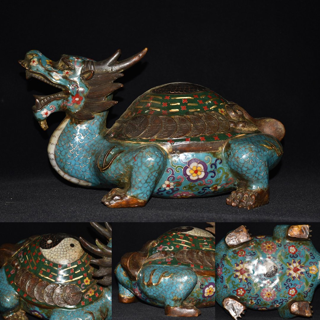 Pure copper cloisonne gossip dragon turtle ornament (1 of 8)