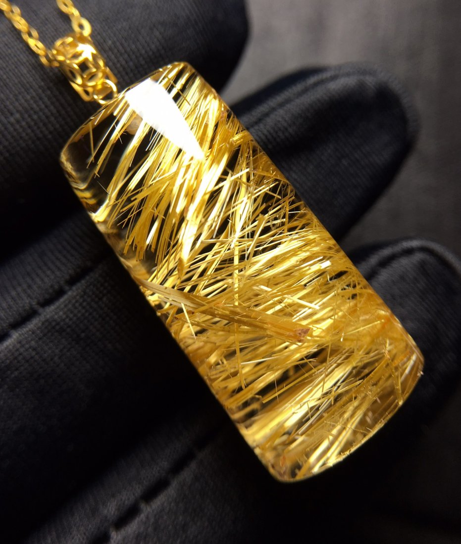 Natural Brazilian Titanium Crystal Bucket Bead Pendant (1 of 5)