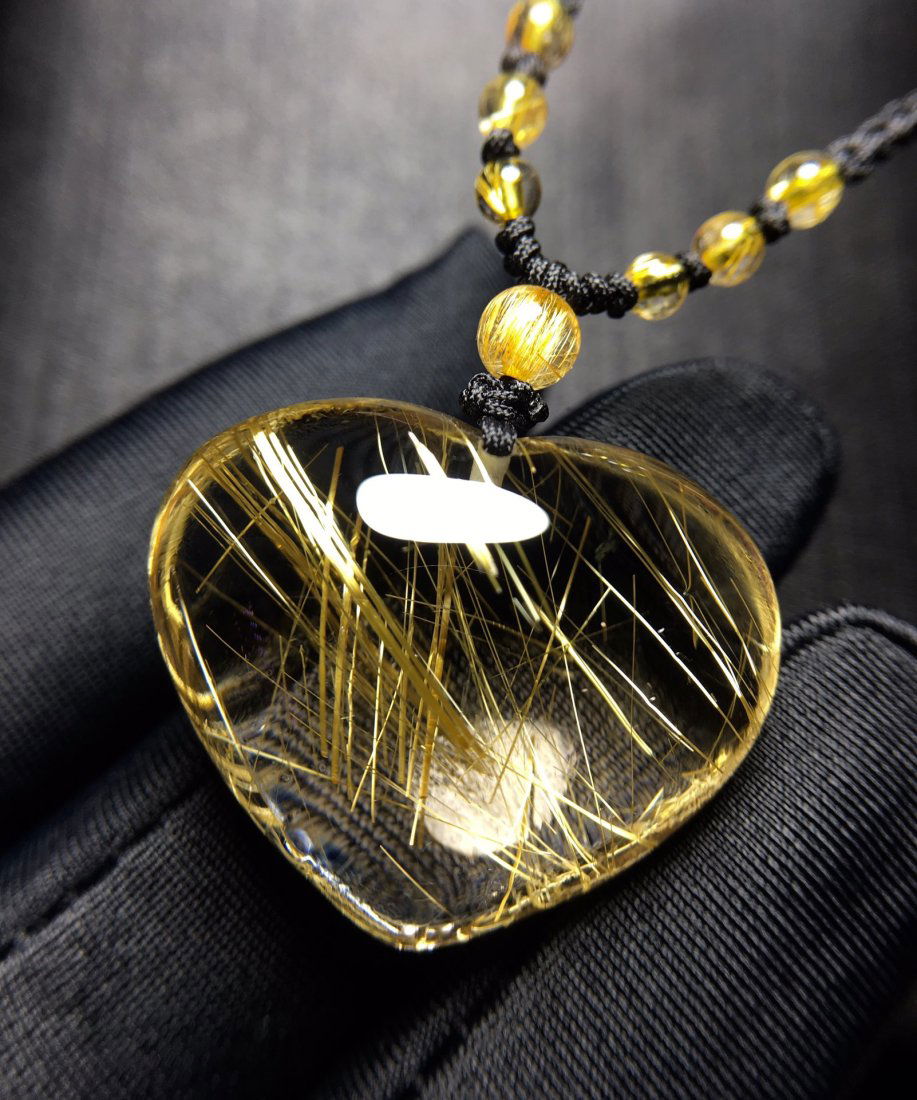 Natural Brazilian Titanium Crystal Heart Pendant (1 of 5)