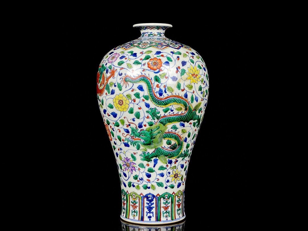 Qing Dynasty Yongzheng Doucai Dragon Plum Vase (1 of 6)