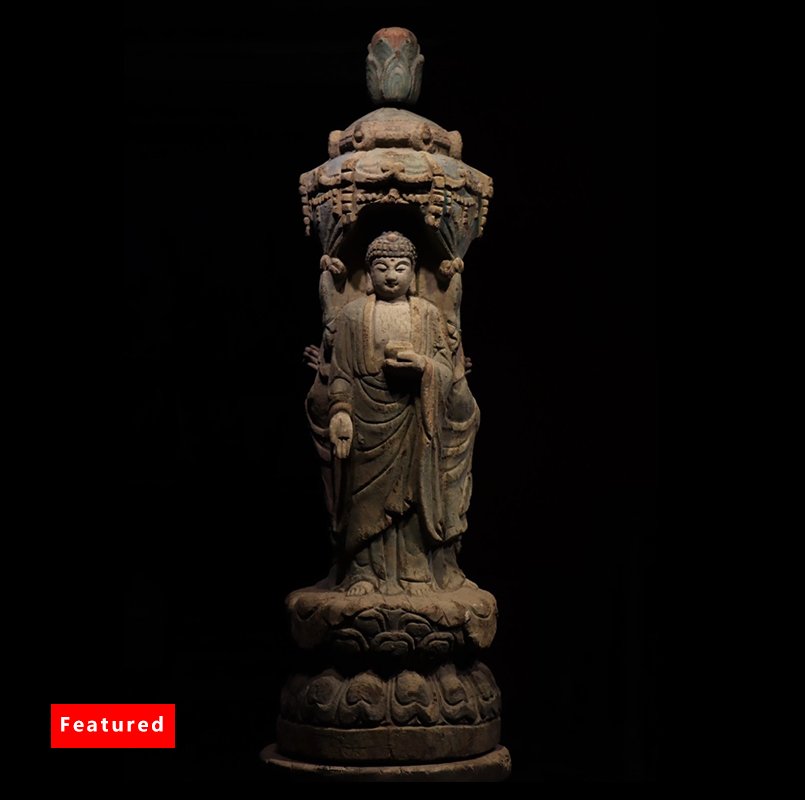 Buddhist niche "Three Saints of the West" three-sided pagoda (1 of 6)