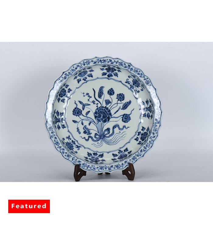 Ming, Xuande blue-and-white lotus flower one-speed lotus plate (1 of 7)