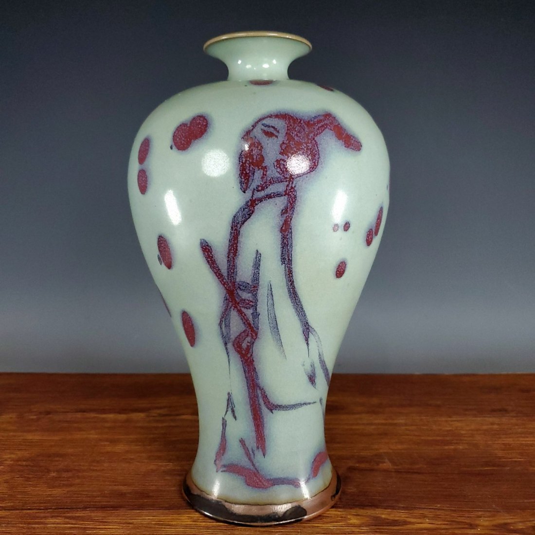 Song Jun Kiln Moon White Glazed Plum Vase with Purple Spot and Gaoshi Pattern (1 of 7)