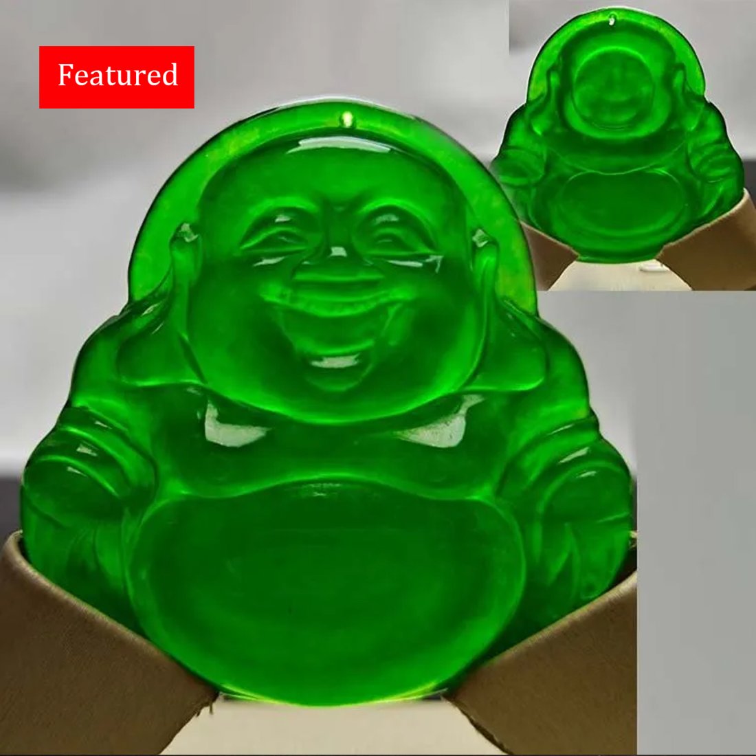 Dragon Stone Emperor Green Emerald Maitreya Buddha Pendant: Dragon Stone Emperor Green Emerald Maitreya Buddha Pendant.Monolithic engraving, the water head is super good, super perfect. High 4.65CM wide 4.7cm weight: 27.6g Freight: 1.International Freight: For