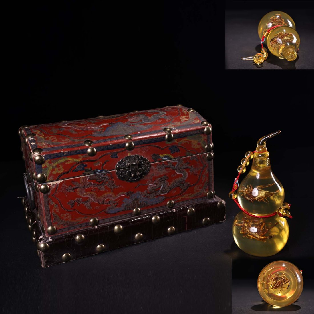 Amber Carved Gourd of Imperial Palace Flowers in the Qing Dynasty: Amber Carved Gourd of Imperial Palace Flowers in the Qing Dynasty.The appearance is well preserved and the shape is unique and exquisiteWith old lacquer box. High 18CM wide 8cm weight: 530g Freight: 1