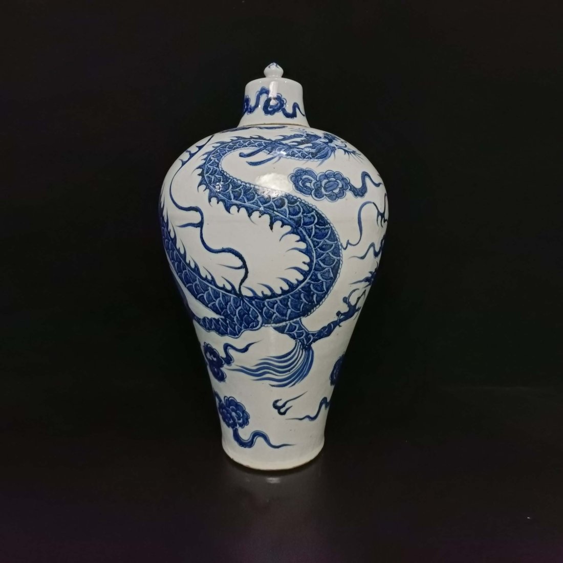 Yuan blue and white plum bottle with dragon pattern (1 of 7)