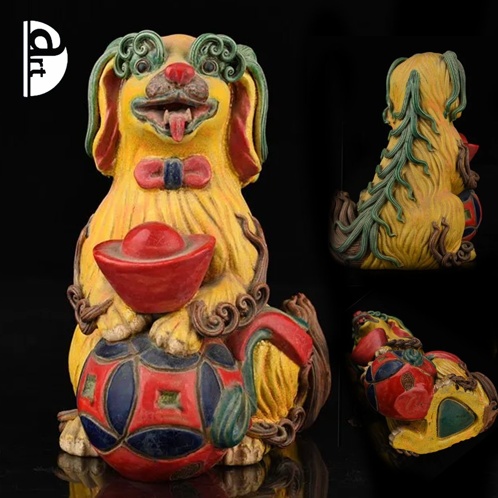 Qing Guangxu Cochin Pottery Sculpture with Colored Spirit Sheep (1 of 7)