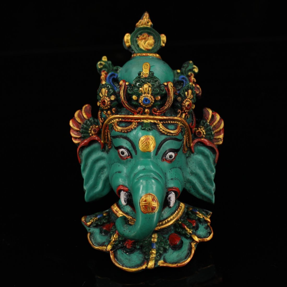 Nepalese hand-painted lacquerware elephant-trunk hanging statue of the God of Wealth (1 of 7)