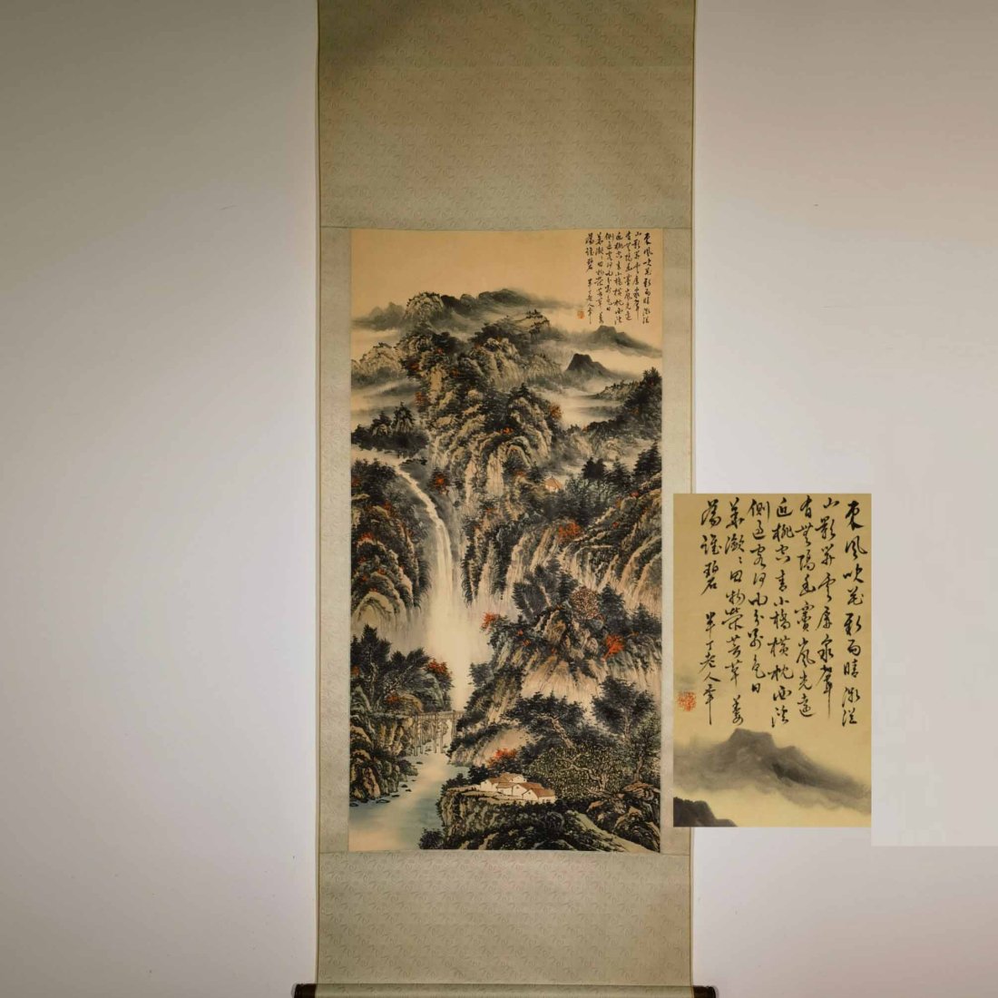 Chen Banding's landscape scroll on paper: Chen Banding's landscape scroll on paperChen Banding (May 14, 1876 - January 29, 1970), also known as Chen Nian, was a Chinese painter from Shanyin (now Shaoxing), Zhejiang.He came from a poor family