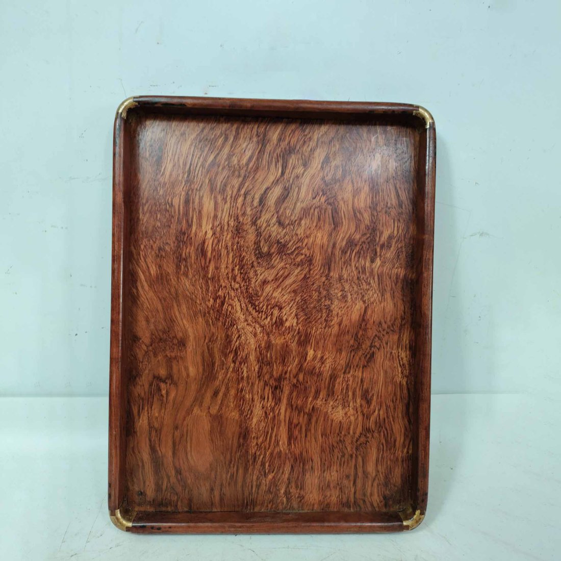 Copper wrapped corner huanghuali shadow wooden tea tray (1 of 6)
