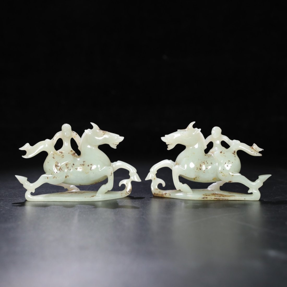 A pair of hotan jade horses (1 of 9)