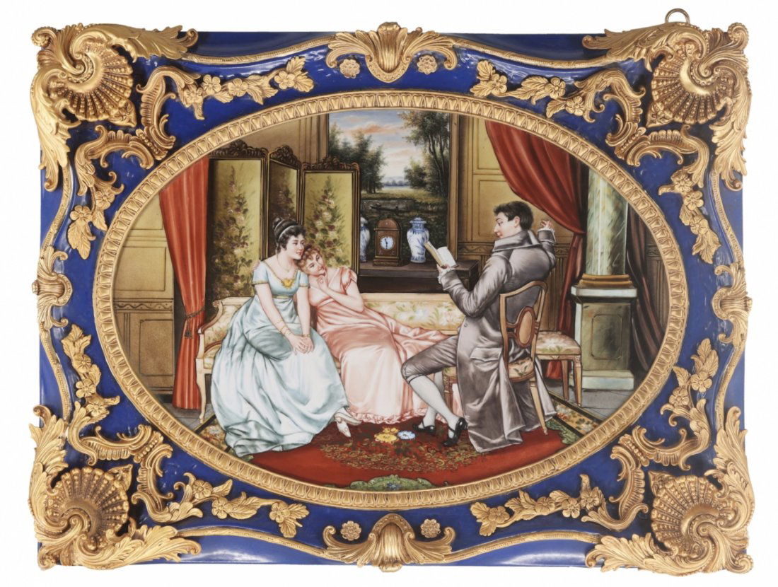 The Courtship Porcelain Painting In Bronze Frame (1 of 3)