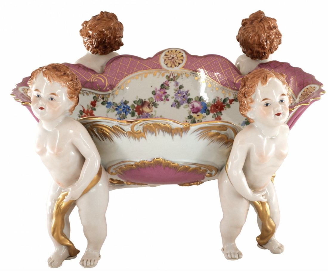 Hand Painted Porcelain Cherub Bowl (1 of 3)