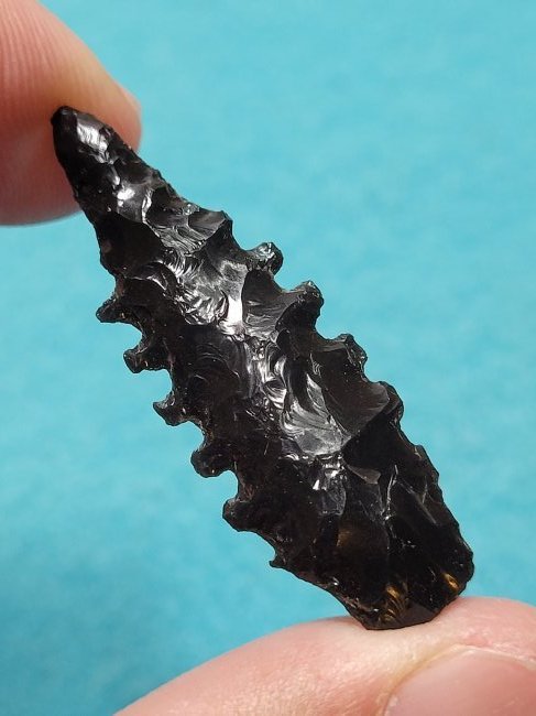 HIGHLIGHT  Authentic Arrowhead Artifact Serrated Obsidian Stockton California Early 1900's (1 of 10)