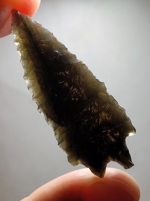 Highlight Authentic Arrowhead Artifact Serrated Obsidian Pinto Basin Warner Valley, Oregon 1940's (1 of 10)