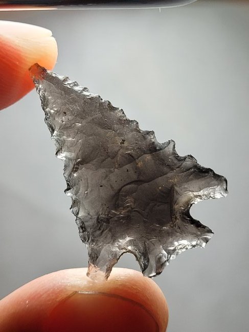 Authentic Arrowhead Artifact Serrated Obsidian Elko Split Stem Warner Valley, Oregon 1940's (1 of 8)