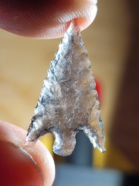 AUTHENTIC ARROWHEAD ARTIFACT OBSIDIAN OREGON EX DEAN THOMPSON COLLECTION 1950-60'S (1 of 8)