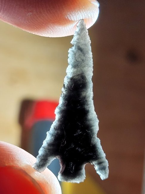 AUTHENTIC ARROWHEAD ARTIFACT OBSIDIAN OREGON EX DEAN THOMPSON COLLECTION 1950-60'S (1 of 8)