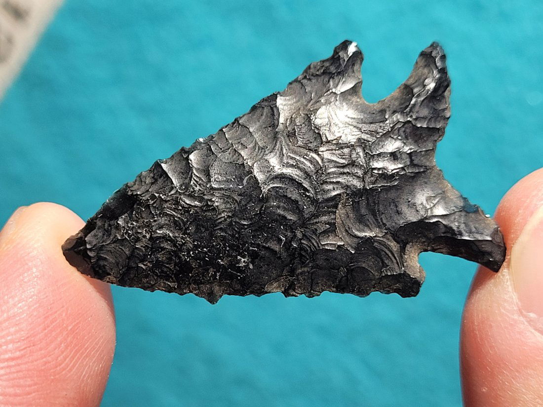 AUTHENTIC OBSIDIAN ARROWHEAD ARTIFACT COLLECTION LAKE COUNTY OREGON 1900'S: AUTHENTIC OBSIDIAN ARROWHEAD ARTIFACT COLLECTION LAKE COUNTY OREGON 1900'S - NOTE: THESE ARE AUTHENTIC BUT EITHER THE TIP OR THE BASE HAS BEEN RE-CHIPPED, I SHOWED IT IN THE LAST PICTURE, ON SOME ITS