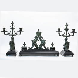 Russian Imperial Patinated Bronze Garniture Desk Set