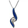 14k White Gold Diamond and Blue Enamel Pendant Chain $1350FRV