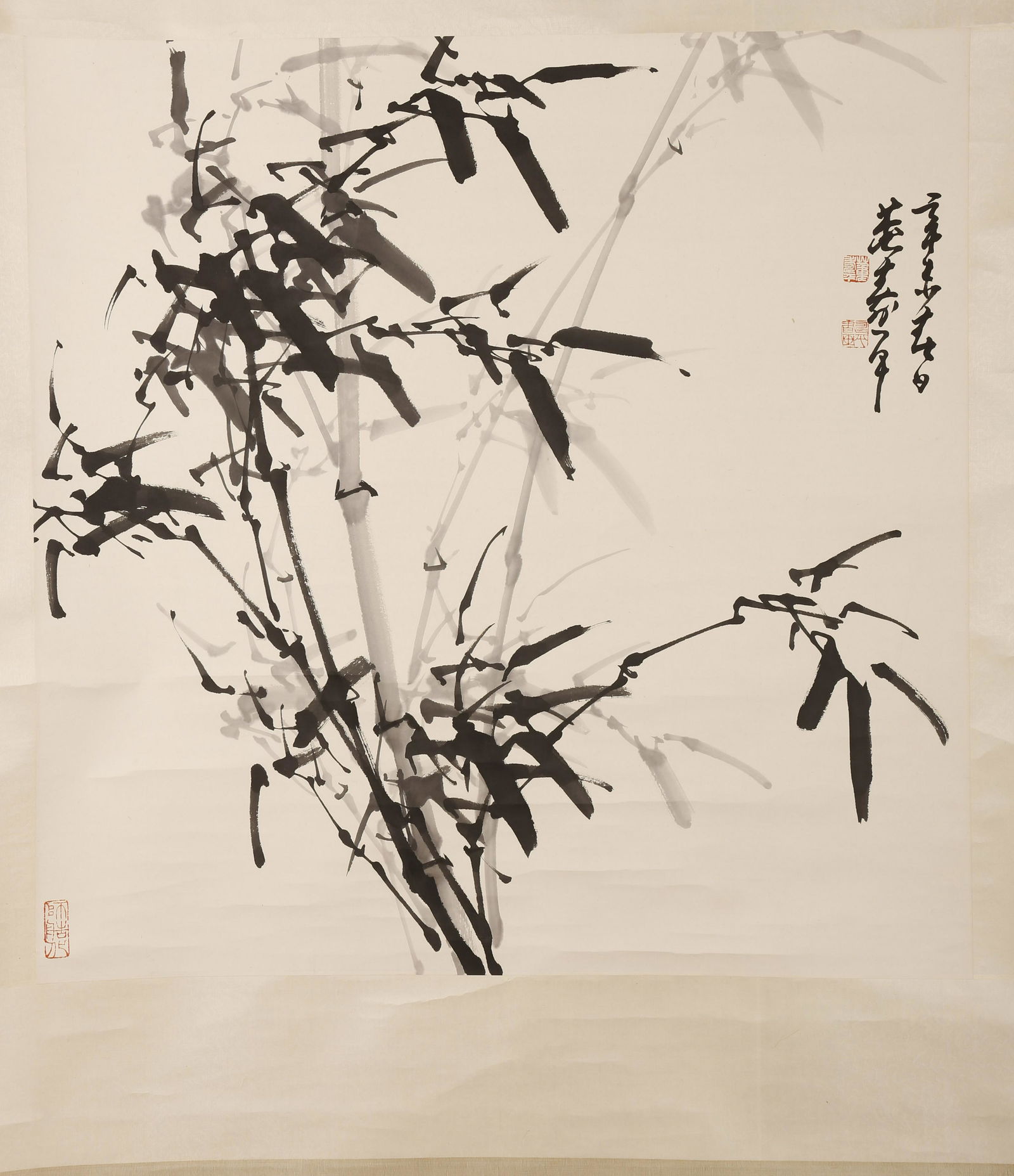 A Chinese bamboo painting, Dong Shouping mark (1 of 7)