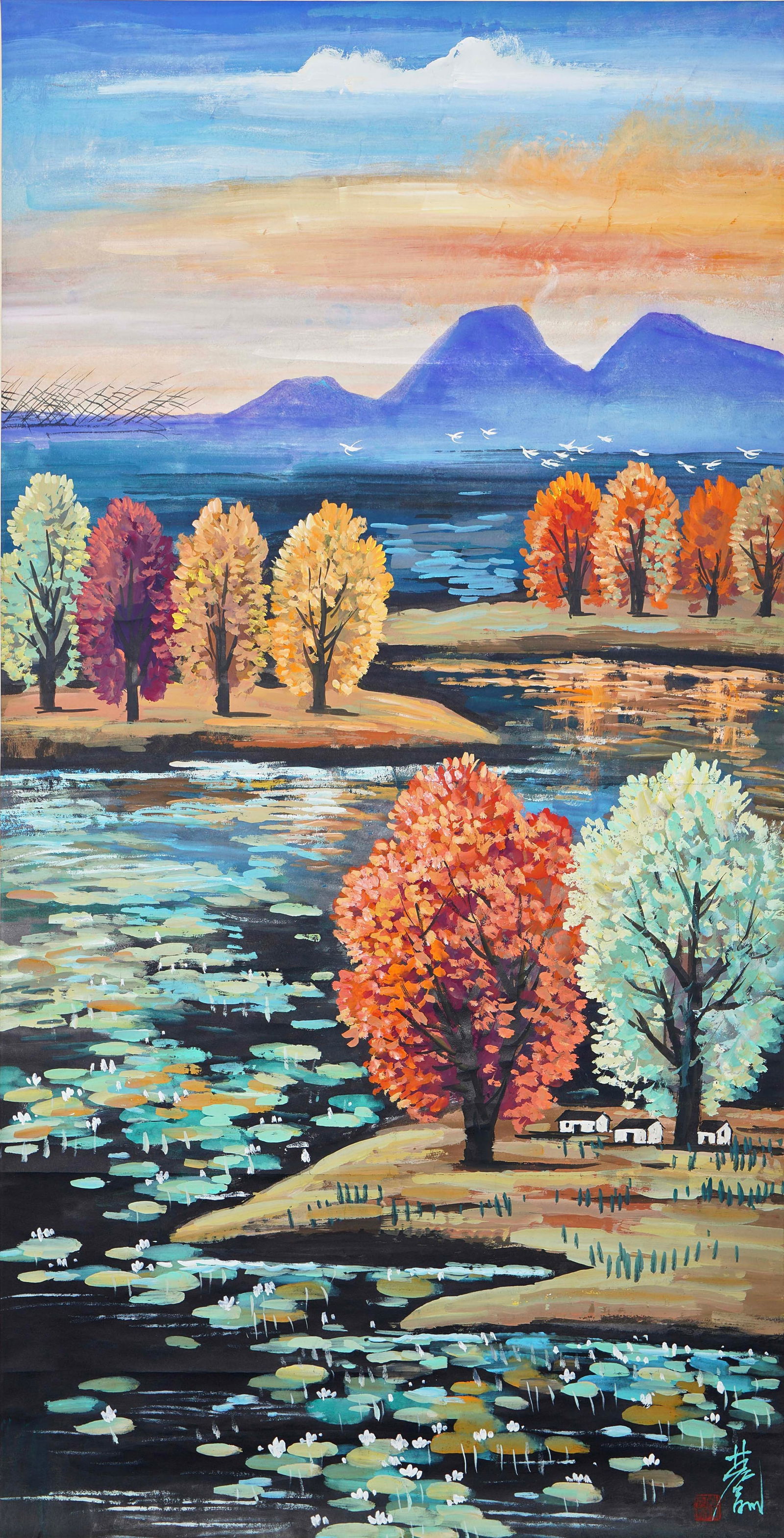 A CHINESE SCROLL PAINTING BY LIN FENGMIAN (1 of 2)