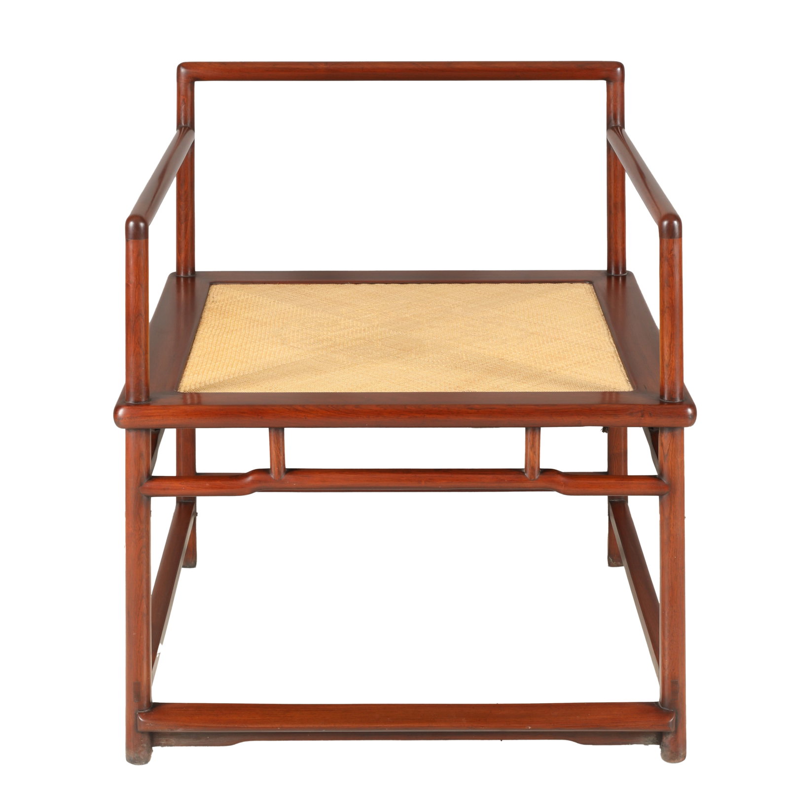 A CHINESE HUANGHUALI CHAN-STYLE CHAIR.: A CHINESE HUANGHUALI CHAN-STYLE CHAIR. Dimensions: Length: 30 3/4 in. (78 cm), Width: 30 3/4 in. (78 cm), Height: 33 1/2 in. (85 cm)