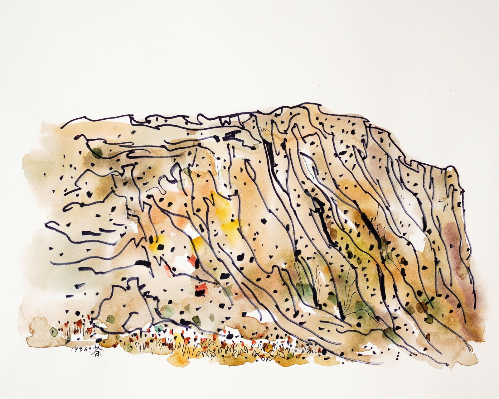 WU GUANZHONG (1919-2010), INK WITH WATERCOLOR ON PAPER: WU GUANZHONG (1919-2010), INK WITH WATERCOLOR ON PAPER Dimensions: Image Size: 29 7/8 x 20 3/4 inches (76cm x 53cm) Wu Guanzhong (1919-2010) was a master painter of the twentieth century in the Chines