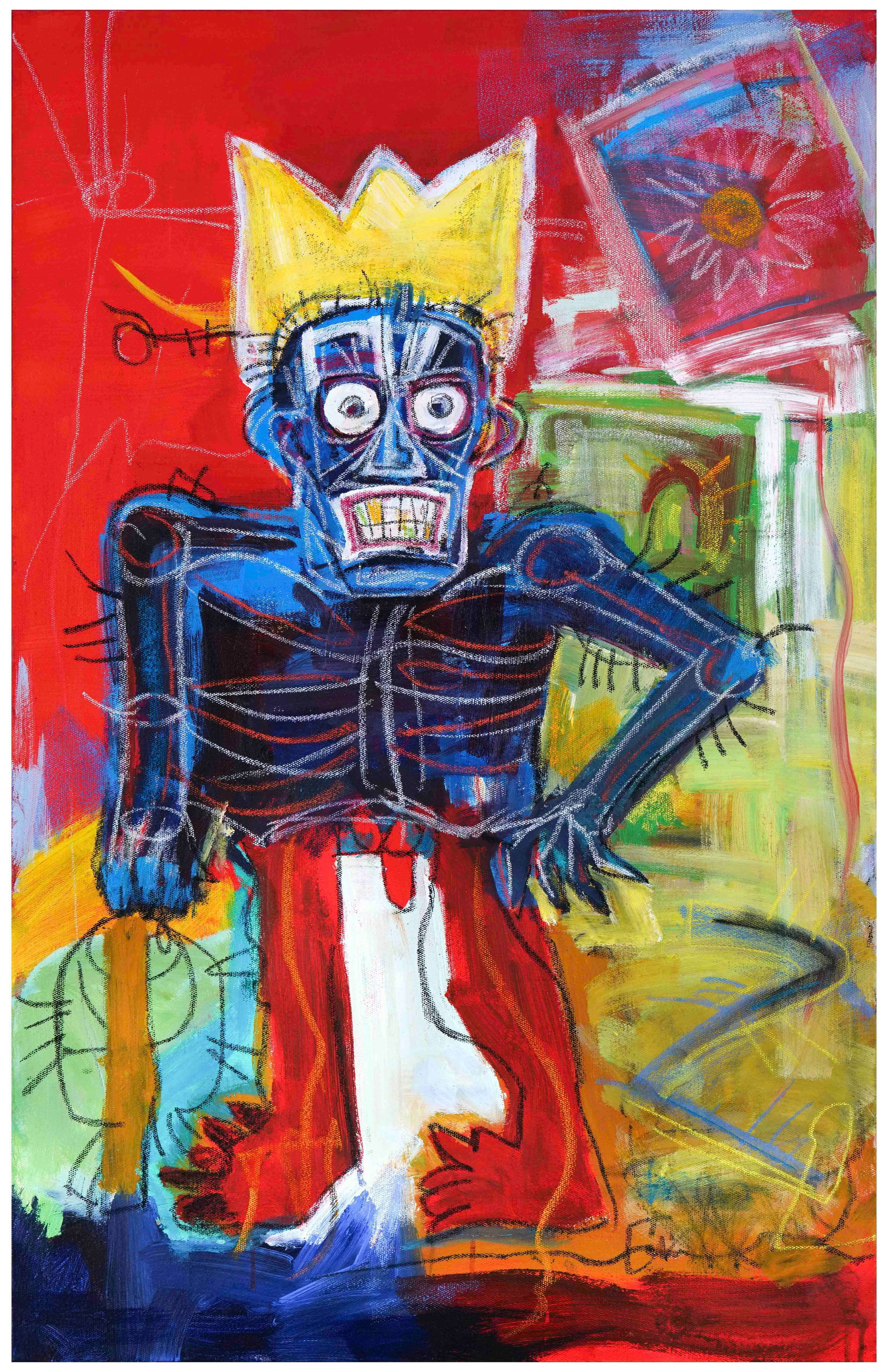JEAN-MICHEL BASQUIAT (1960-1988), ACRYLIC ON CANVAS: JEAN-MICHEL BASQUIAT (1960-1988), ACRYLIC ON CANVAS Dimensions: Jean-Michel Basquiat (1960-1988), Acrylic on Canvas Image Size: 43 1/4 by 27 1/2 inches (110 by 70 cm) Signed (reverse) Jean-Mic