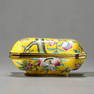 A CHINESE CLOISONNÉ ENAMEL LIDDED BOX WITH FU AND SHOU MOTIF, MARKED "QIANLONG NIAN ZHI," POSSIBLY
