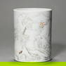 A CHINESE INK AND COLOR LANDSCAPE BRUSH POT, POSSIBLY QING DYNASTY, 19TH CENTURY.