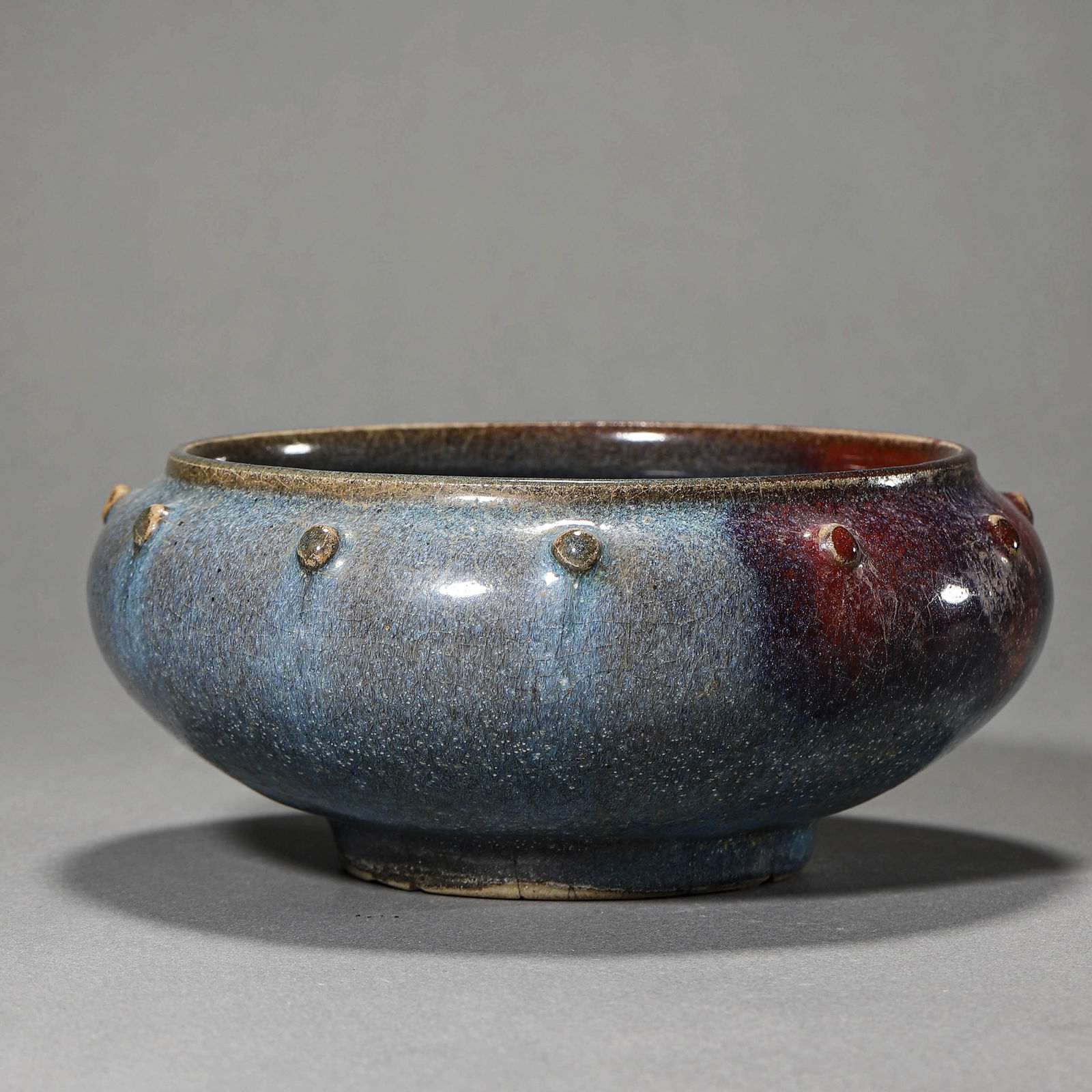 A CHINESE JUN WARE CENSER WITH STUDDED DESIGN, POSSIBLY MING DYNASTY, 16TH CENTURY. (1 of 3)