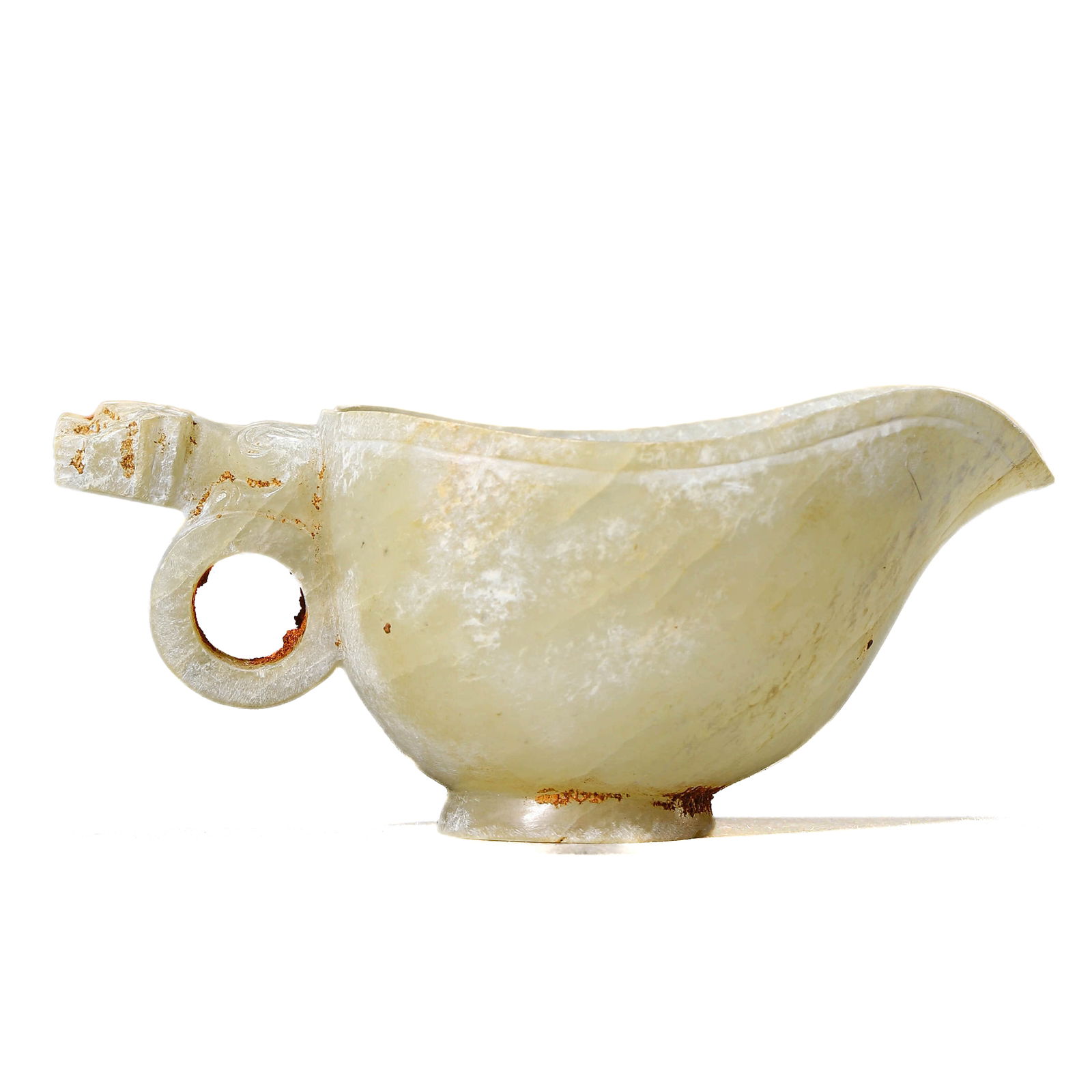 A CHINESE JADE CARVED JUE CUP (1 of 4)