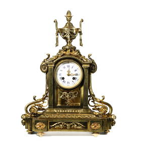 A FRENCH LOUIS XVI STYLE GILT BRONZE MANTEL CLOCK, BY LEMERLE-CHARPENTIER & CIE, LATE 19TH CENTURY (1 of 4)